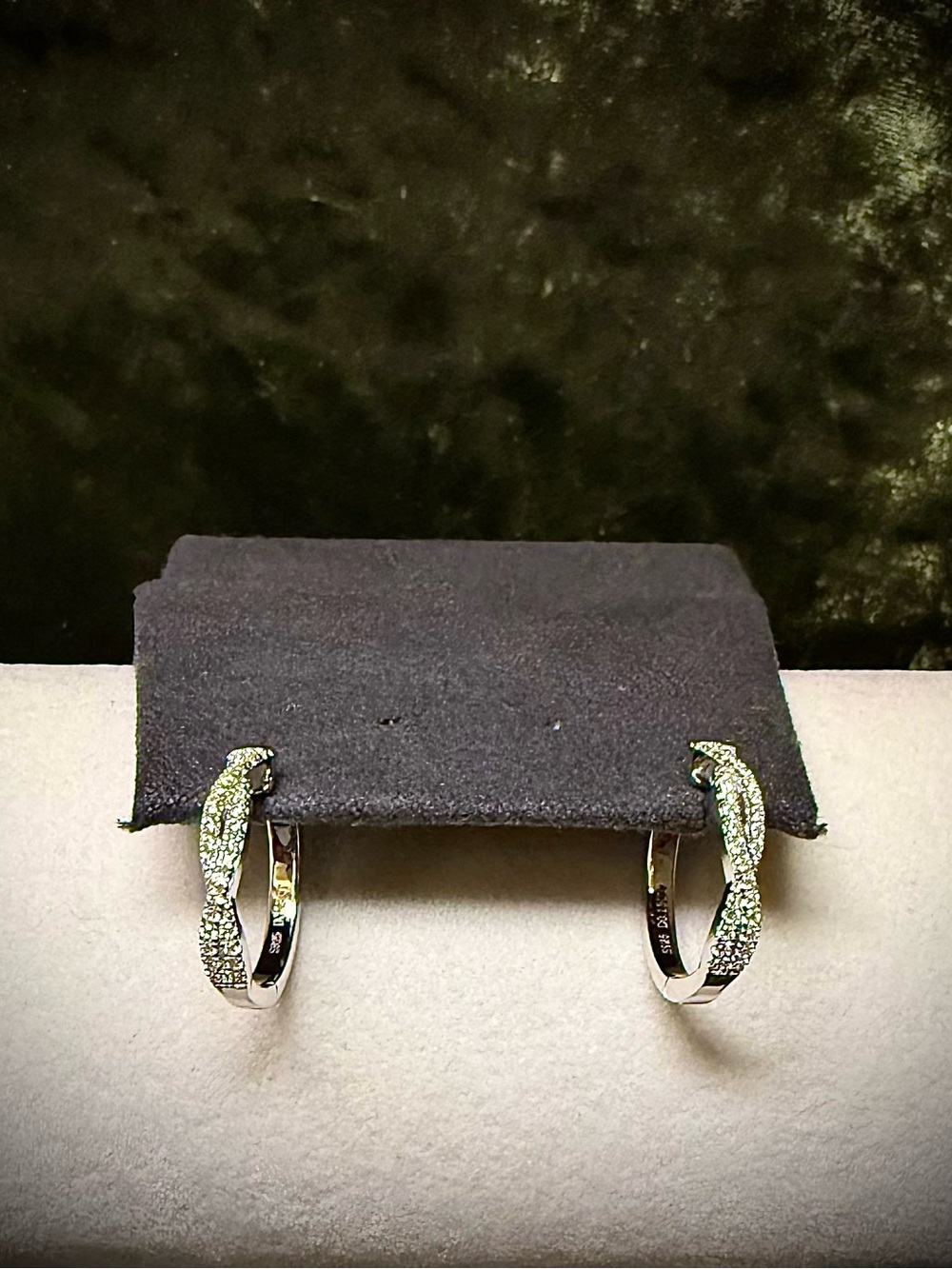 925 Sterling Silver Hoop Earrings with Moissanite Pavé Accents